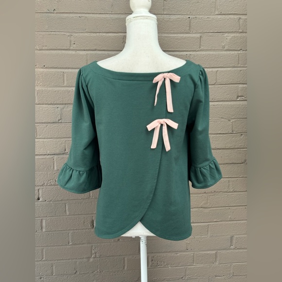 ModCloth Green back bow top M - Picture 4 of 8